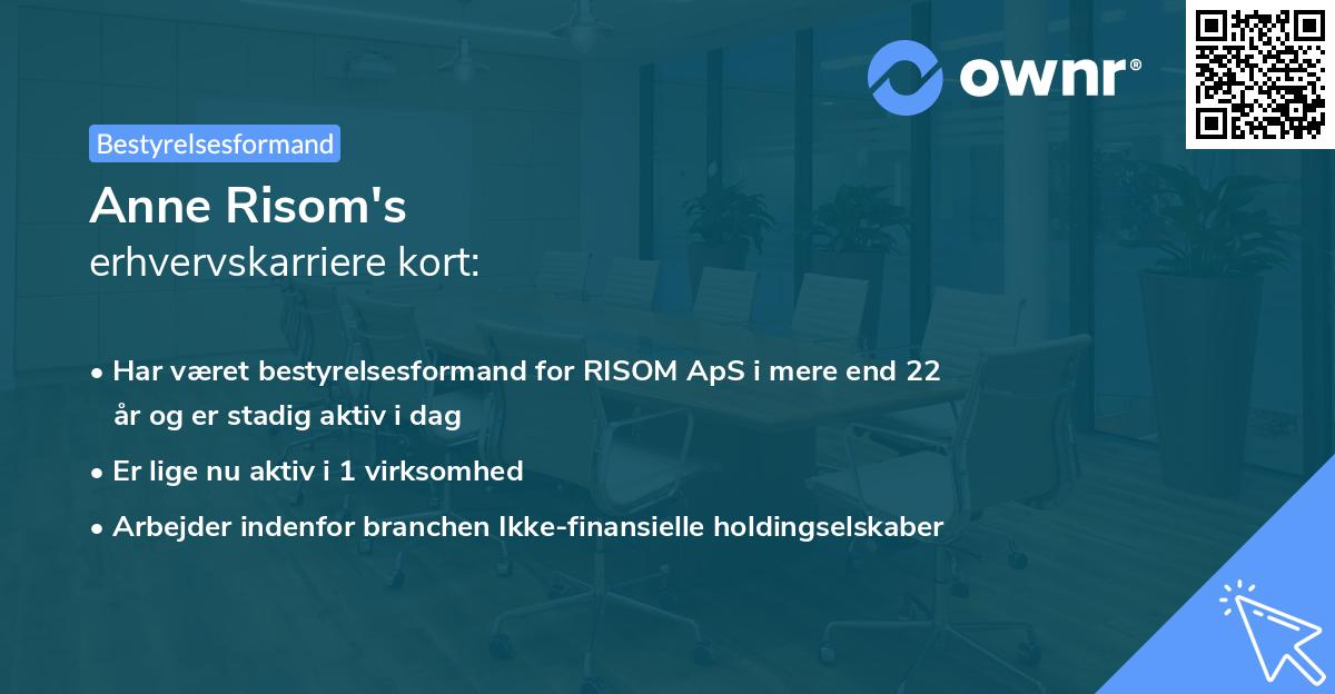 Anne Risom's erhvervskarriere kort