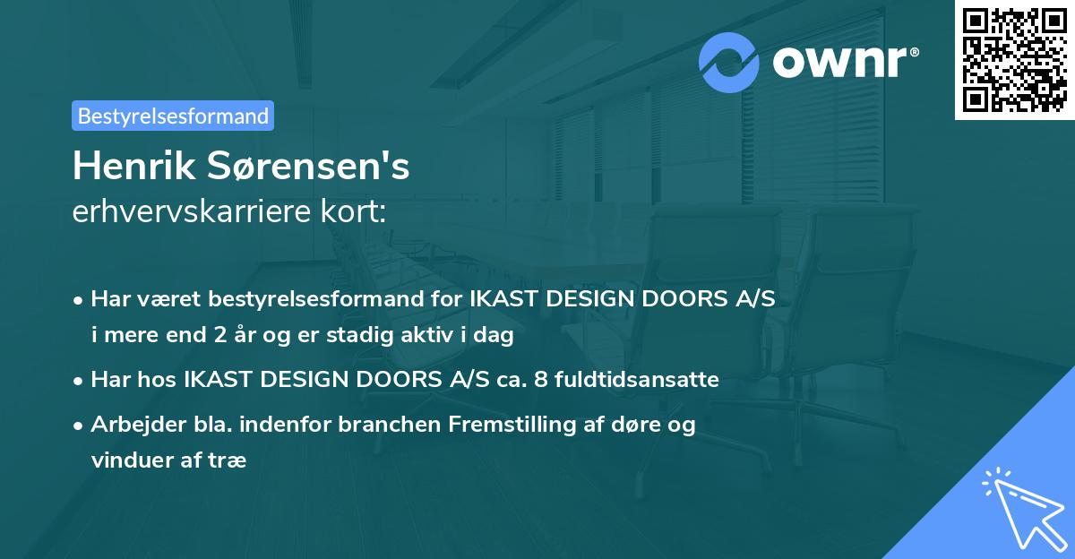 Henrik Sørensen's erhvervskarriere kort