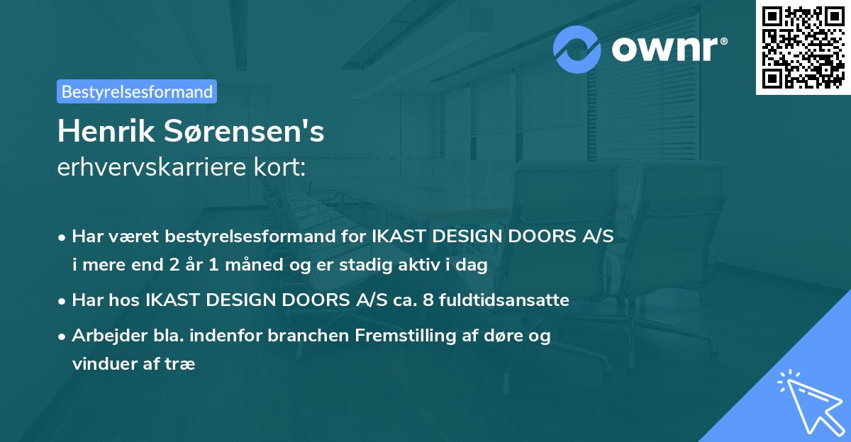 Henrik Sørensen's erhvervskarriere kort
