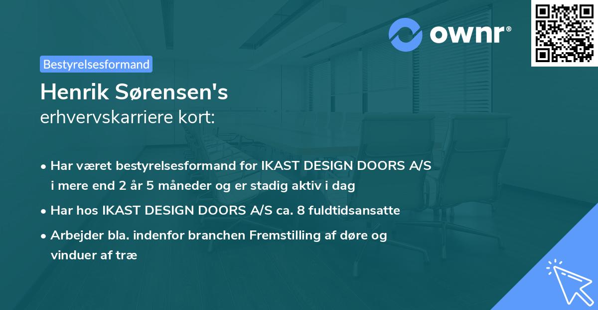 Henrik Sørensen's erhvervskarriere kort