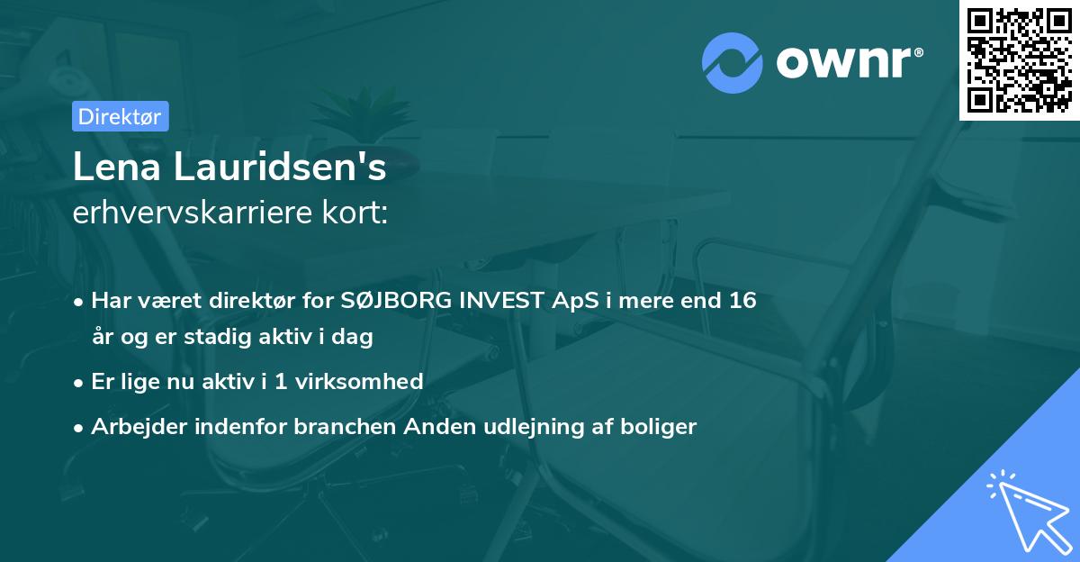 Lena Lauridsen's erhvervskarriere kort