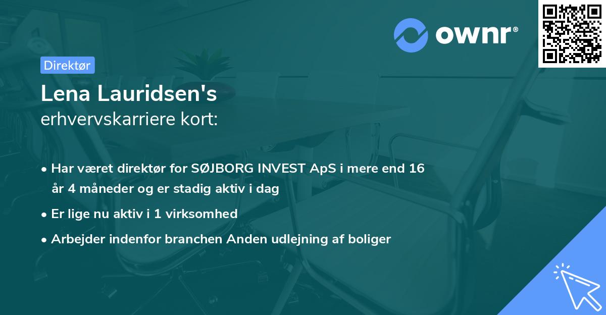 Lena Lauridsen's erhvervskarriere kort