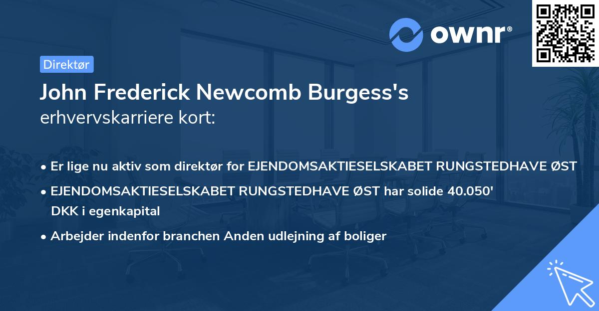 John Frederick Newcomb Burgess's erhvervskarriere kort