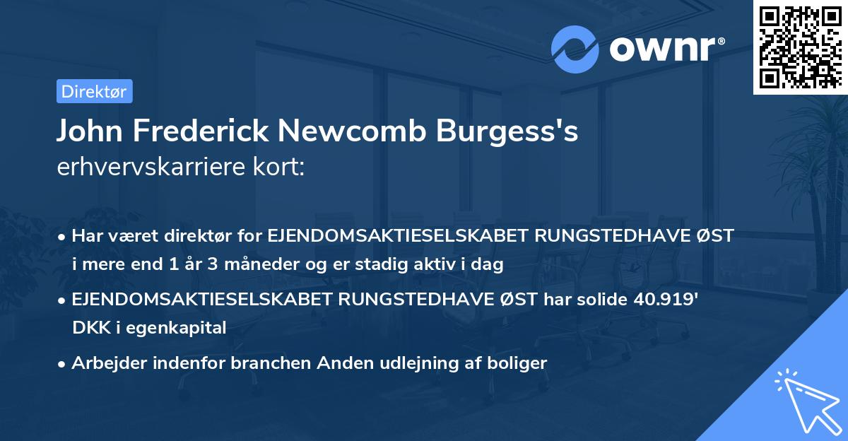 John Frederick Newcomb Burgess's erhvervskarriere kort