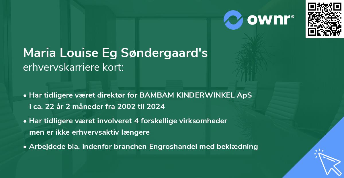 Maria Louise Eg Søndergaard's erhvervskarriere kort