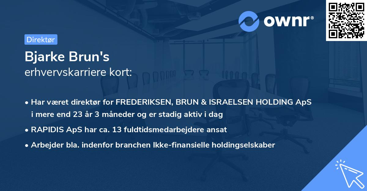 Bjarke Brun's erhvervskarriere kort