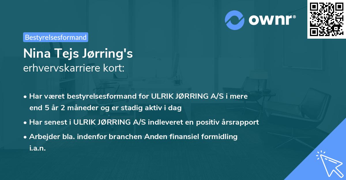 Nina Tejs Jørring's erhvervskarriere kort