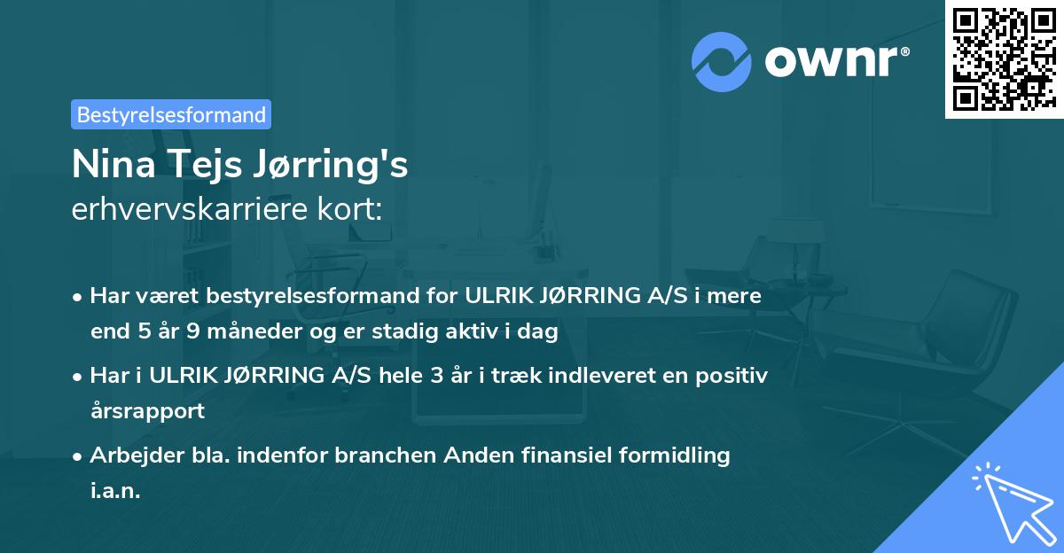 Nina Tejs Jørring's erhvervskarriere kort