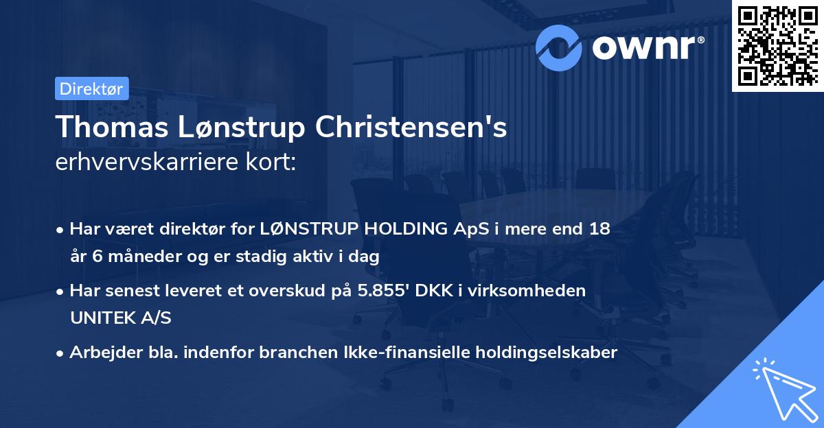 Thomas Lønstrup Christensen's erhvervskarriere kort