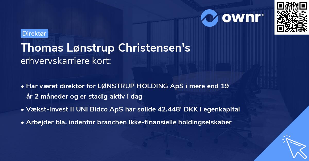 Thomas Lønstrup Christensen's erhvervskarriere kort