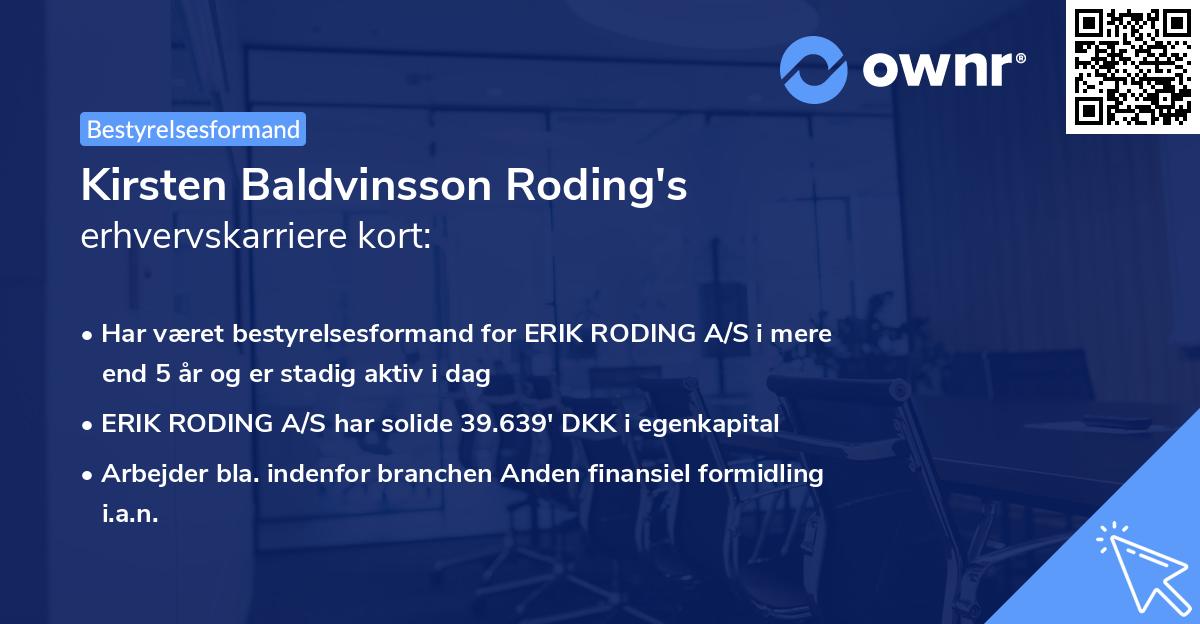 Kirsten Baldvinsson Roding's erhvervskarriere kort
