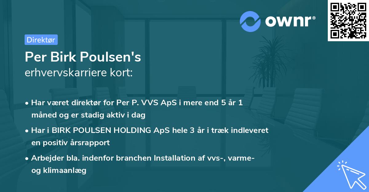 Per Birk Poulsen's erhvervskarriere kort
