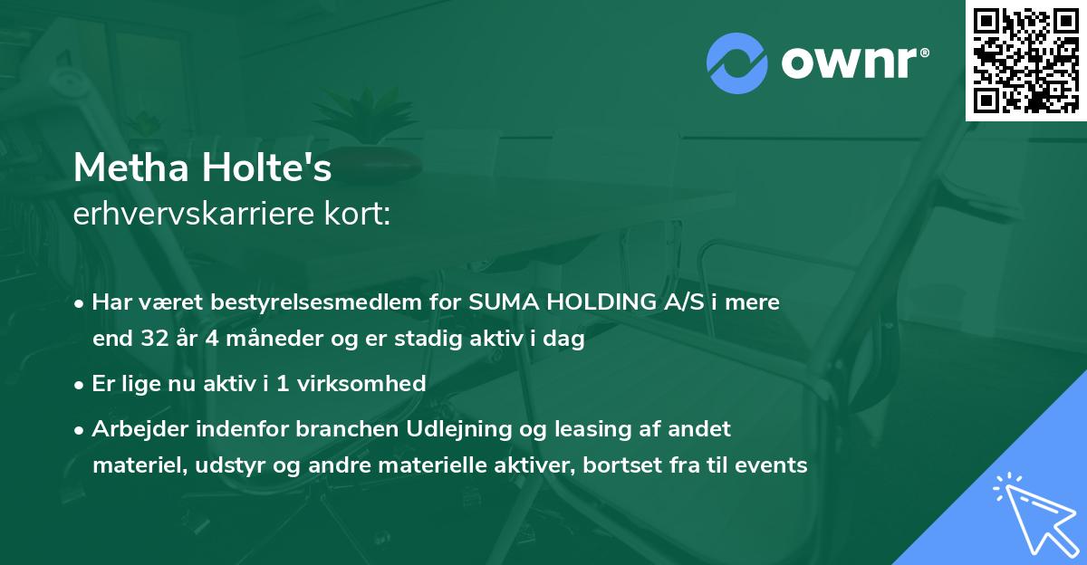 Metha Holte's erhvervskarriere kort