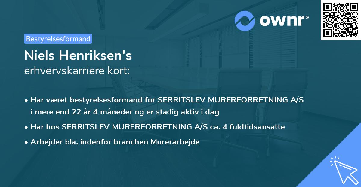 Niels Henriksen's erhvervskarriere kort
