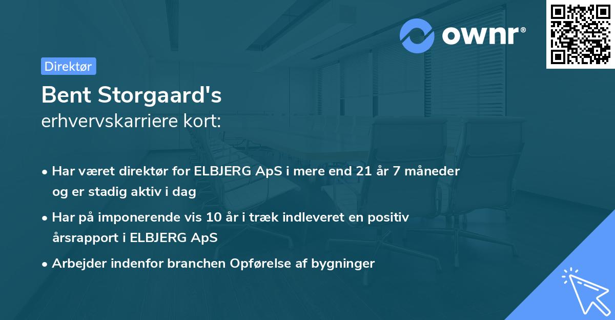 Bent Storgaard's erhvervskarriere kort