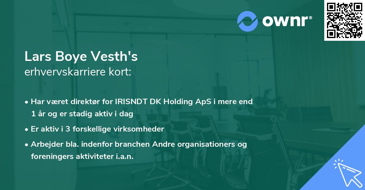 Lars Boye Vesth's erhvervskarriere kort
