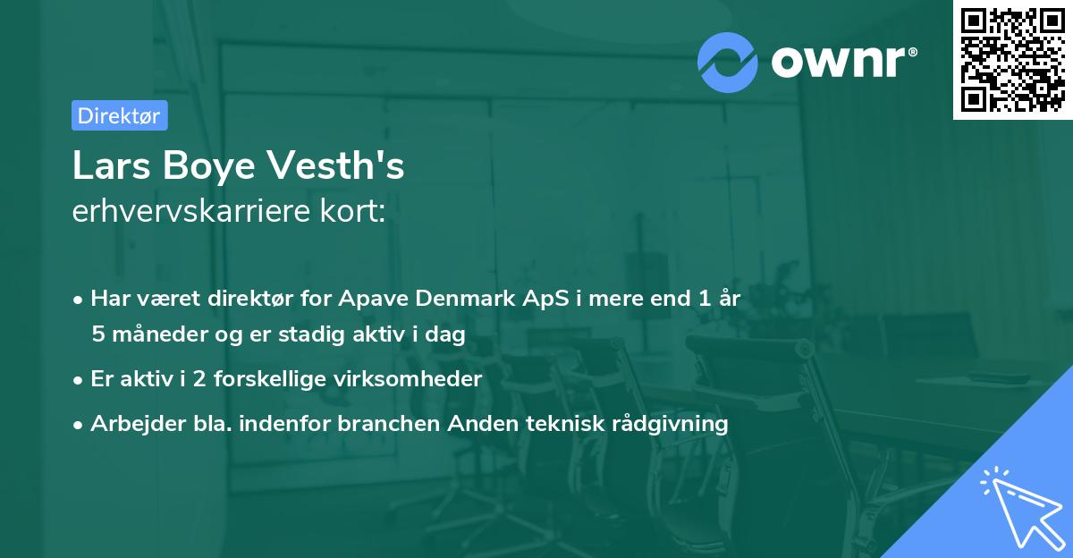 Lars Boye Vesth's erhvervskarriere kort
