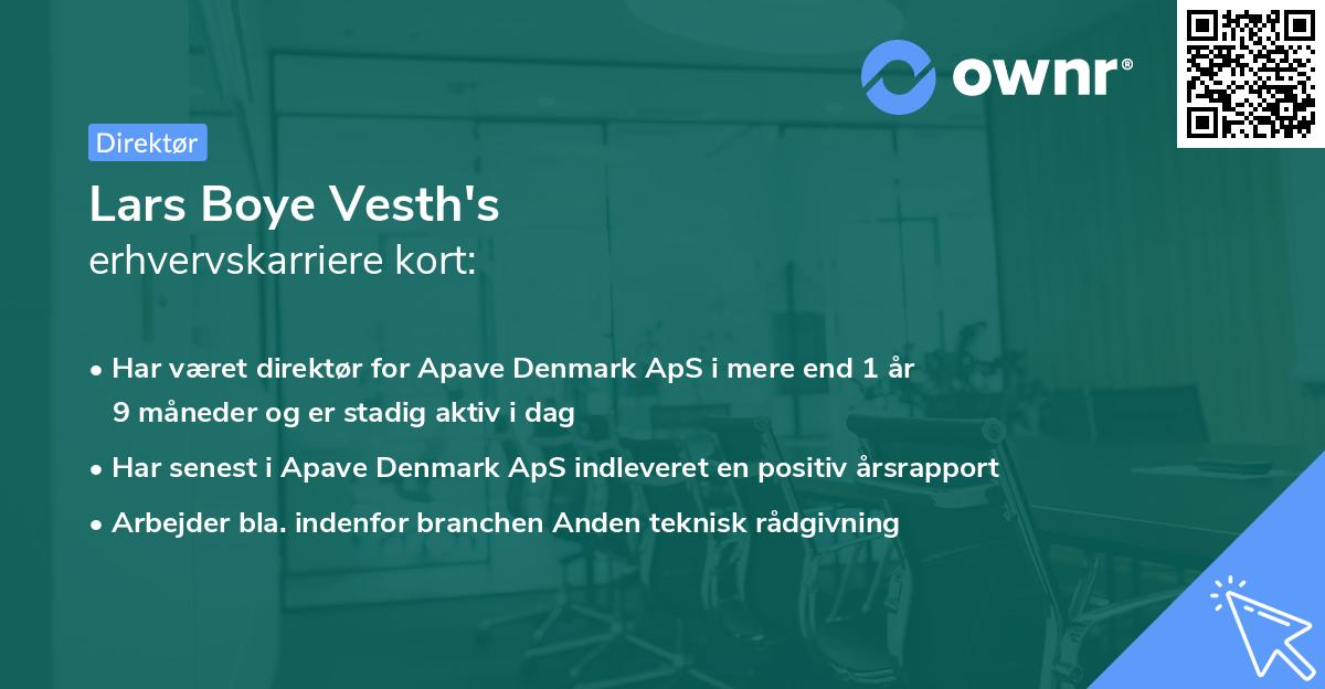 Lars Boye Vesth's erhvervskarriere kort