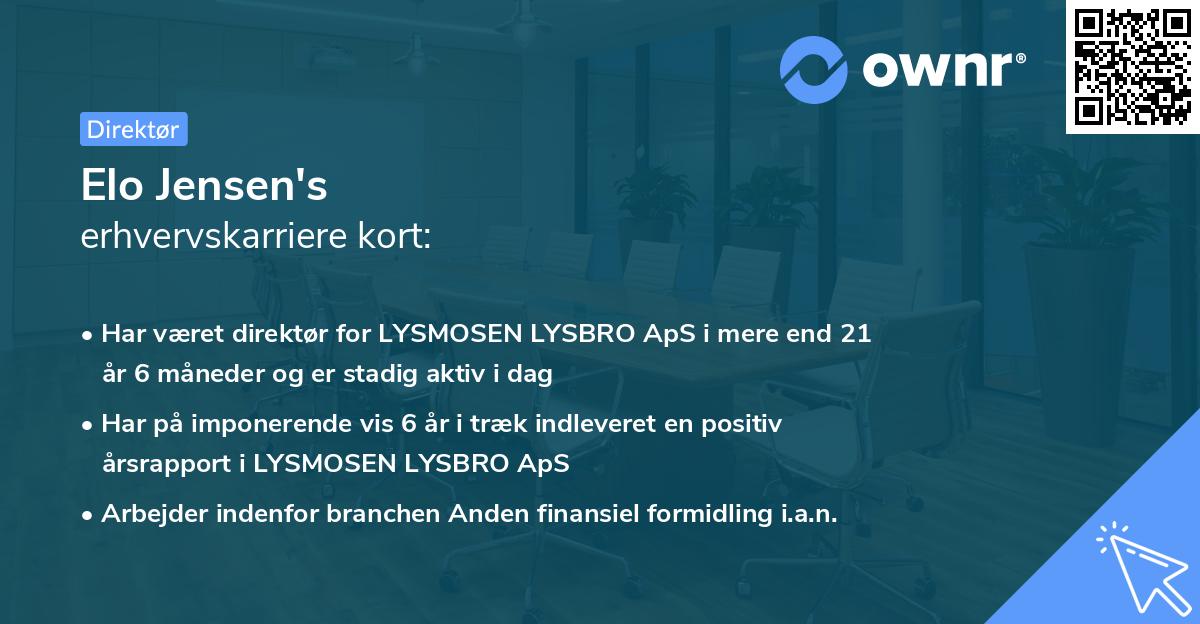 Elo Jensen's erhvervskarriere kort