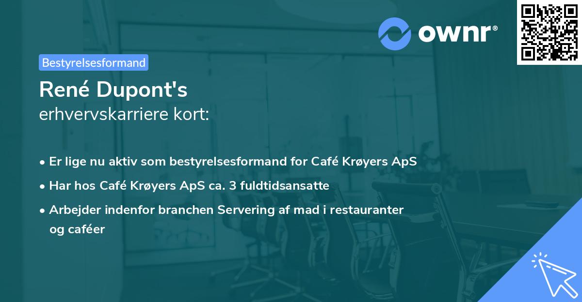 René Dupont's erhvervskarriere kort