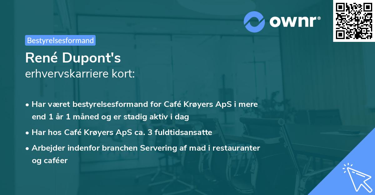 René Dupont's erhvervskarriere kort