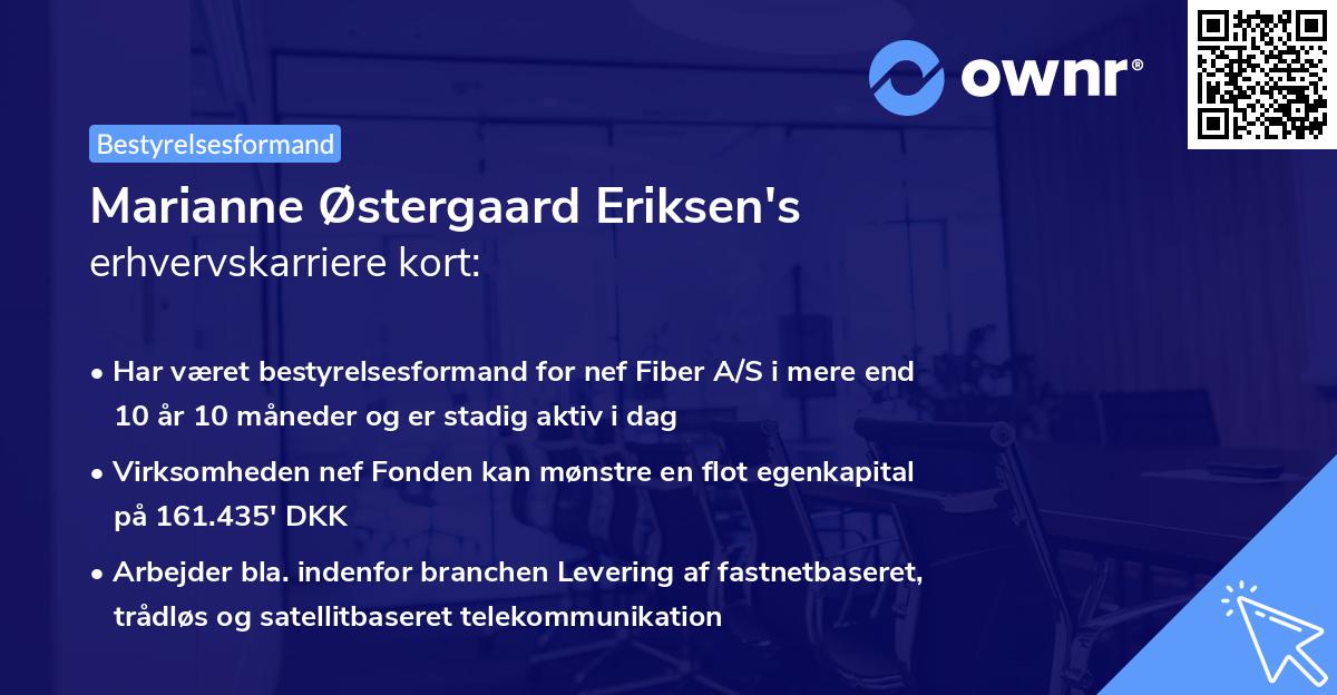 Marianne Østergaard Eriksen's erhvervskarriere kort