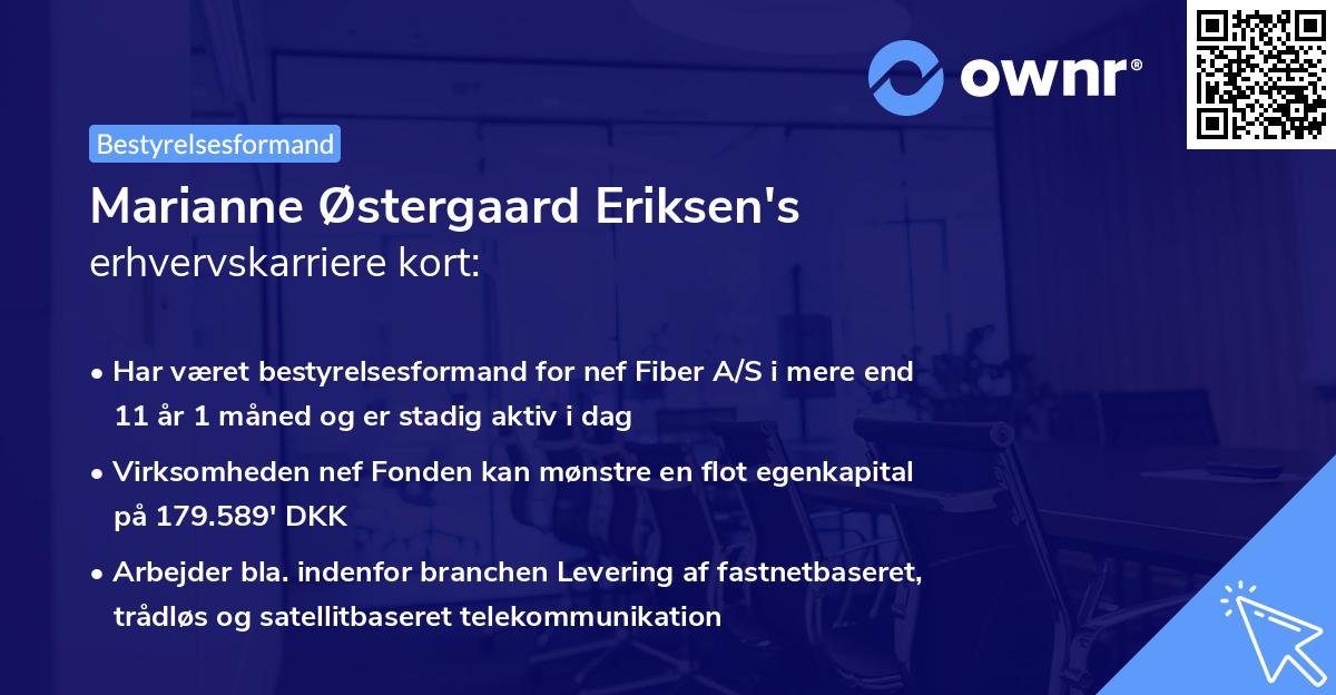 Marianne Østergaard Eriksen's erhvervskarriere kort
