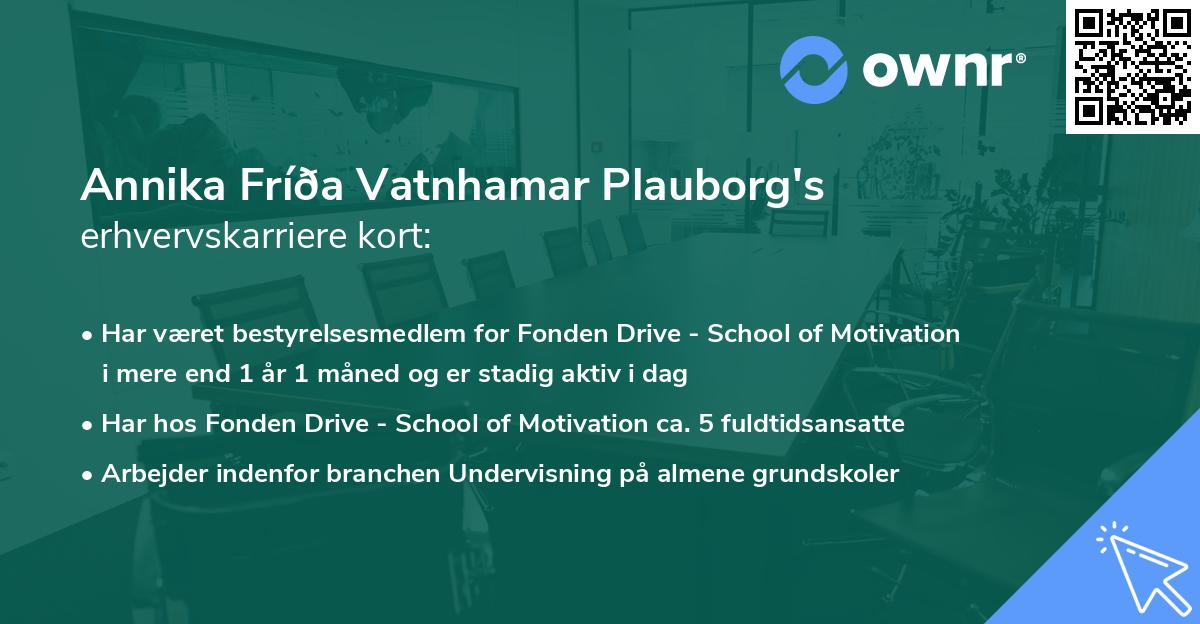 Annika Fríða Vatnhamar Plauborg's erhvervskarriere kort
