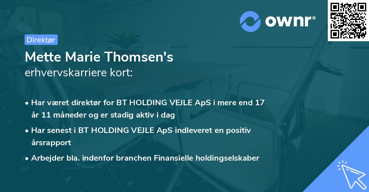 Mette Marie Thomsen's erhvervskarriere kort