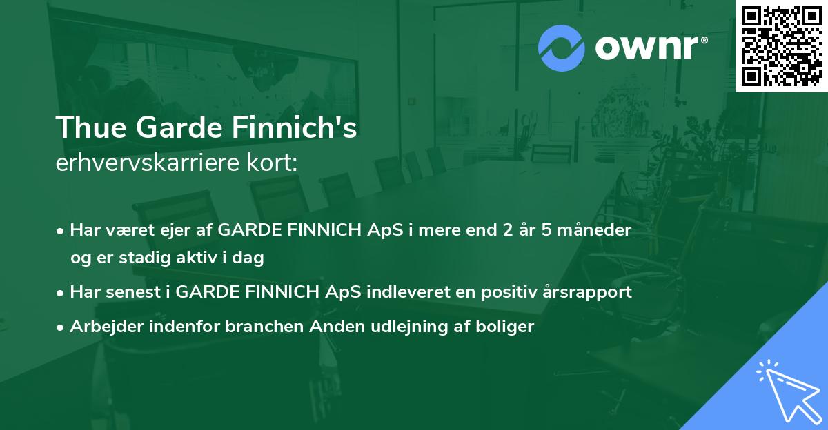 Thue Garde Finnich's erhvervskarriere kort
