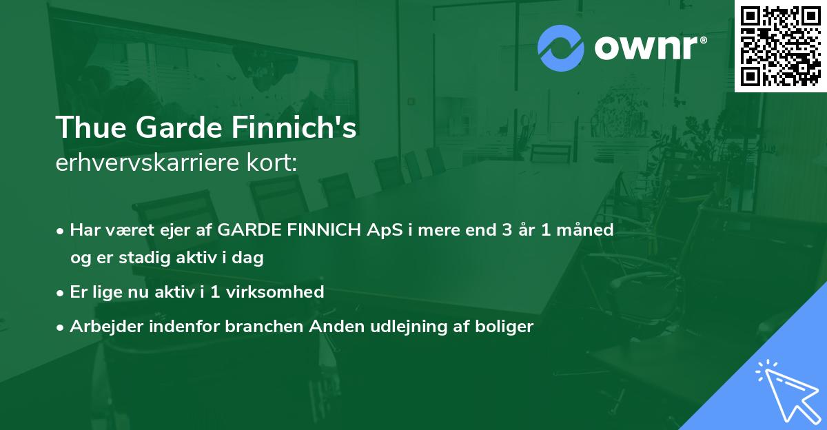 Thue Garde Finnich's erhvervskarriere kort