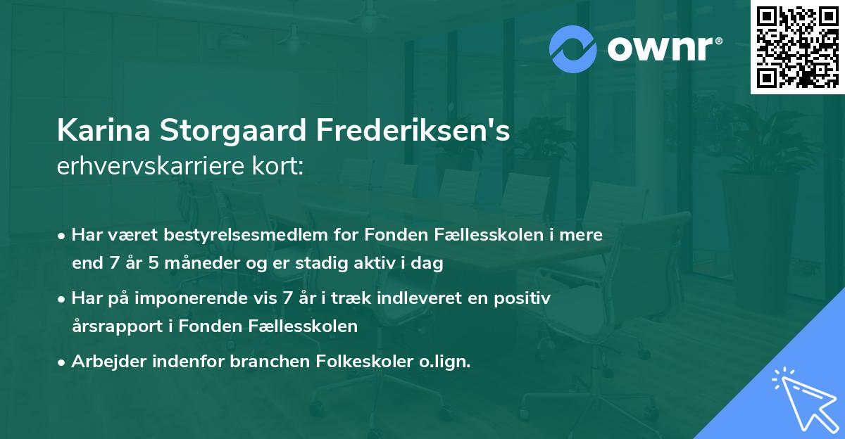 Karina Storgaard Frederiksen's erhvervskarriere kort