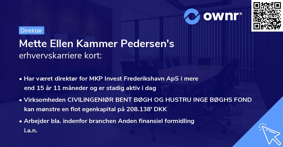 Mette Ellen Kammer Pedersen's erhvervskarriere kort