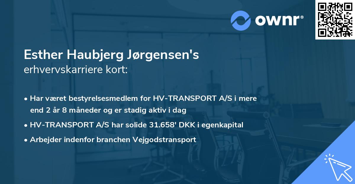 Esther Haubjerg Jørgensen's erhvervskarriere kort