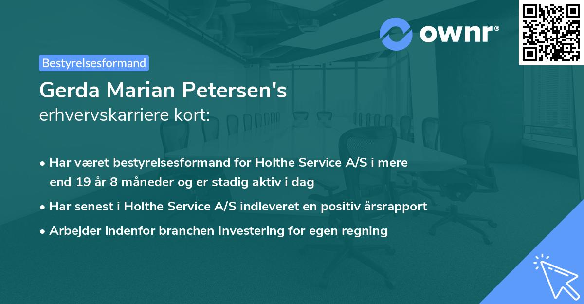 Gerda Marian Petersen's erhvervskarriere kort