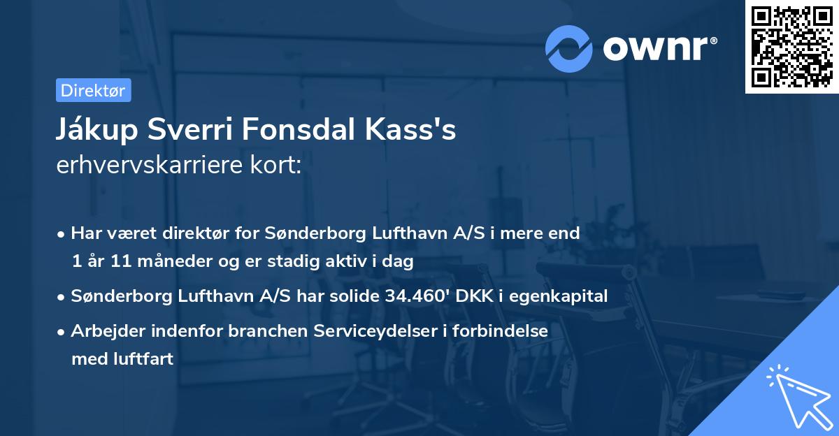 Jákup Sverri Fonsdal Kass's erhvervskarriere kort