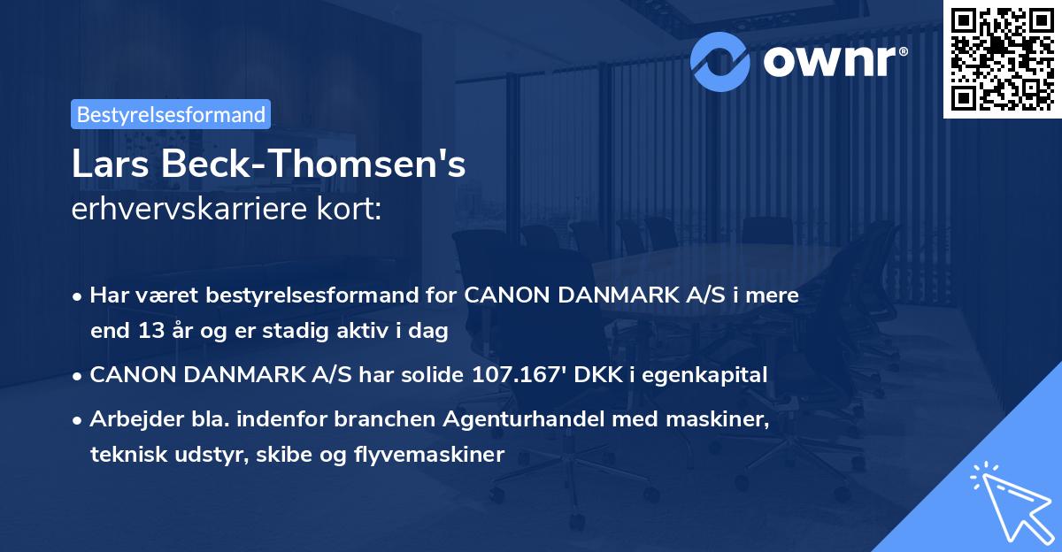 Lars Beck-Thomsen's erhvervskarriere kort