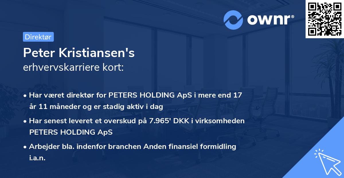 Peter Kristiansen's erhvervskarriere kort
