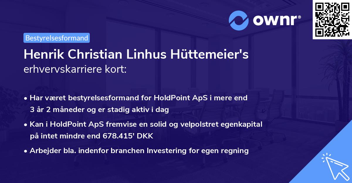 Henrik Christian Linhus Hüttemeier's erhvervskarriere kort