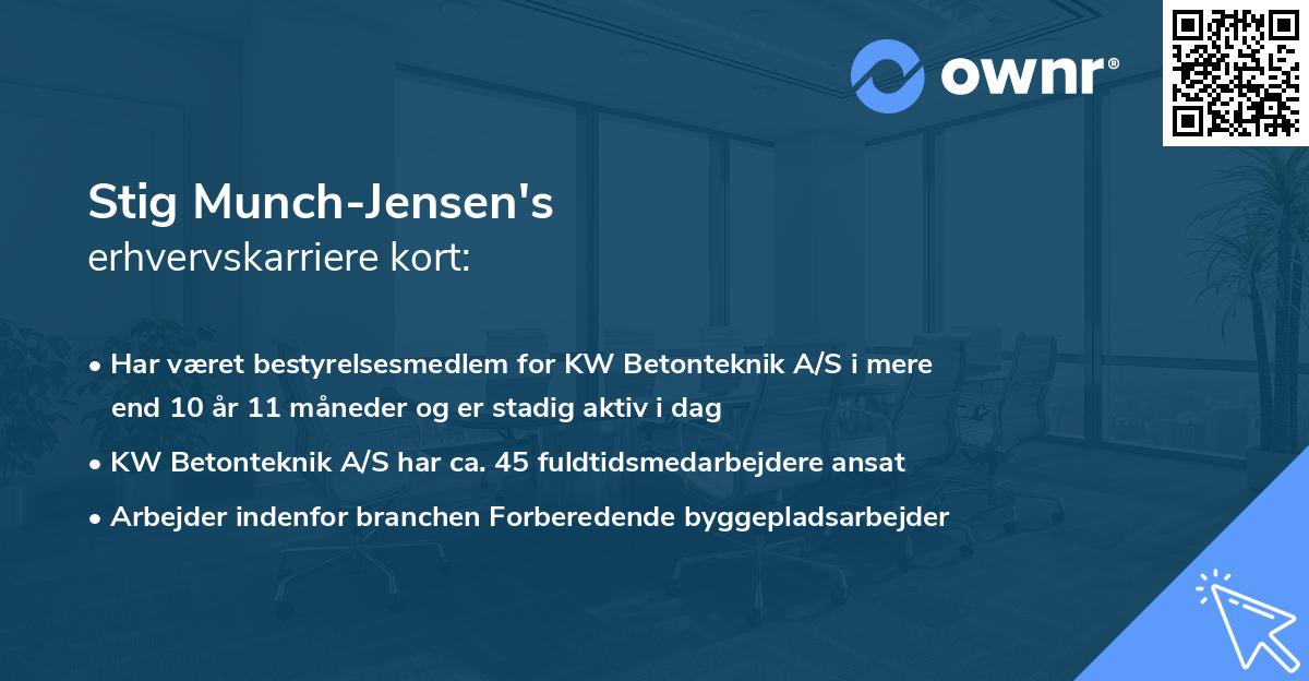 Stig Munch-Jensen's erhvervskarriere kort