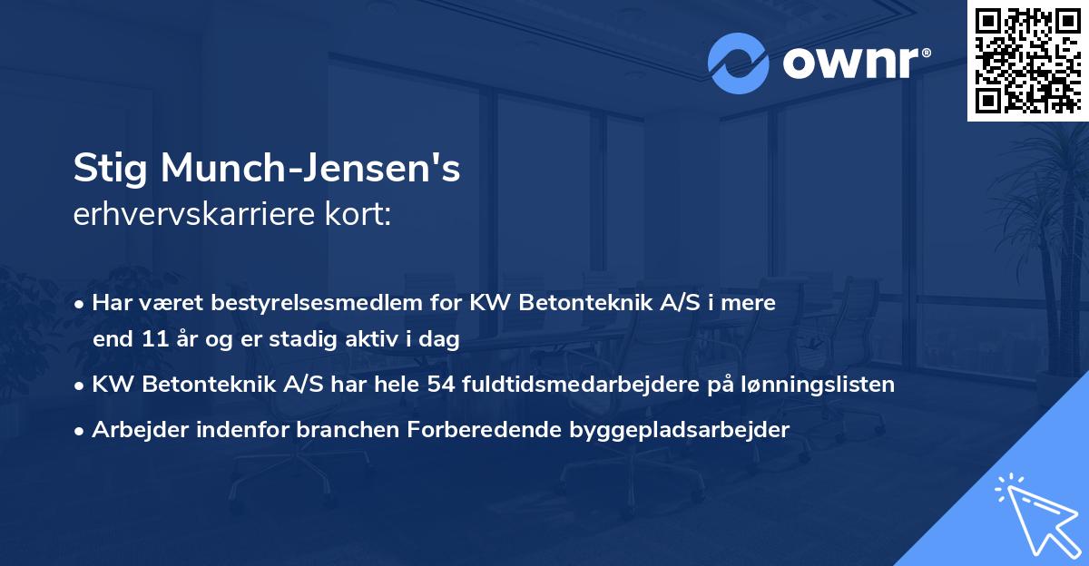 Stig Munch-Jensen's erhvervskarriere kort