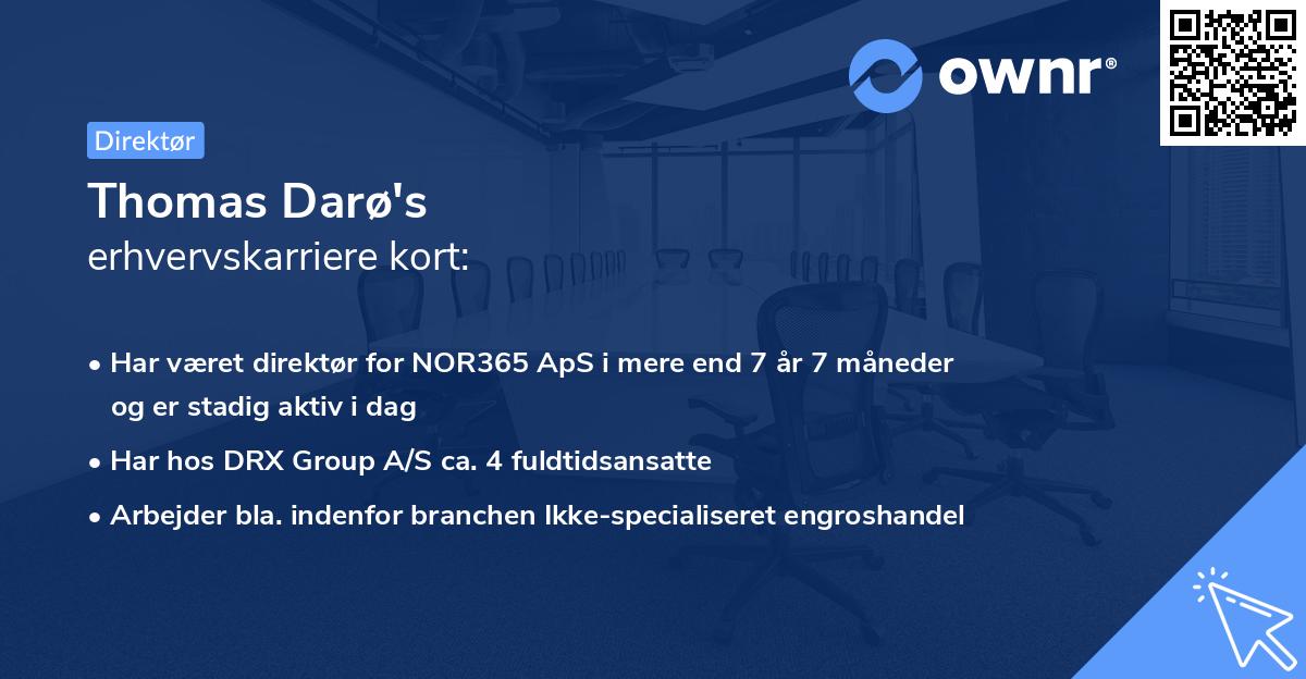 Thomas Darø's erhvervskarriere kort