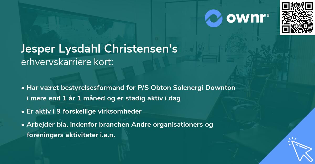 Jesper Lysdahl Christensen's erhvervskarriere kort