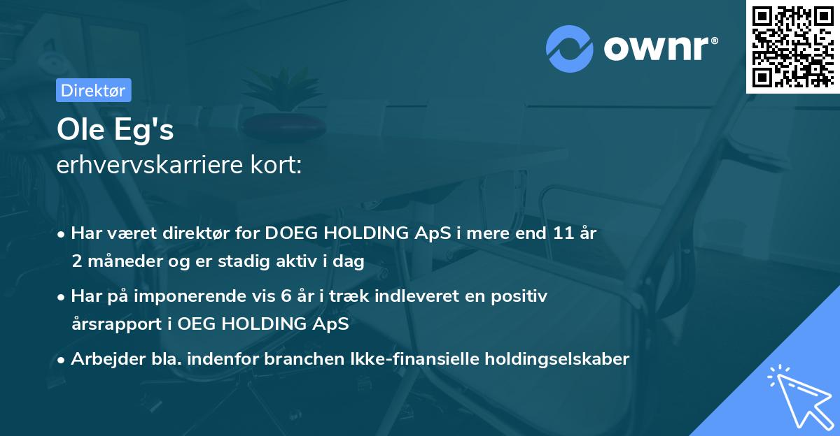 Ole Eg's erhvervskarriere kort