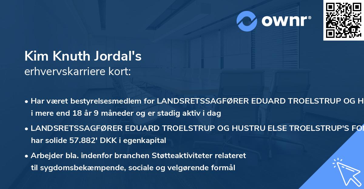 Kim Knuth Jordal's erhvervskarriere kort