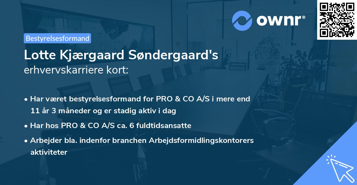Lotte Kjærgaard Søndergaard's erhvervskarriere kort