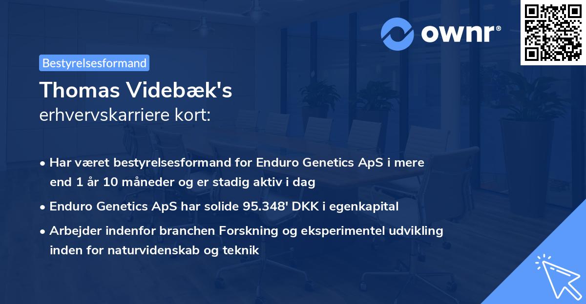 Thomas Videbæk's erhvervskarriere kort