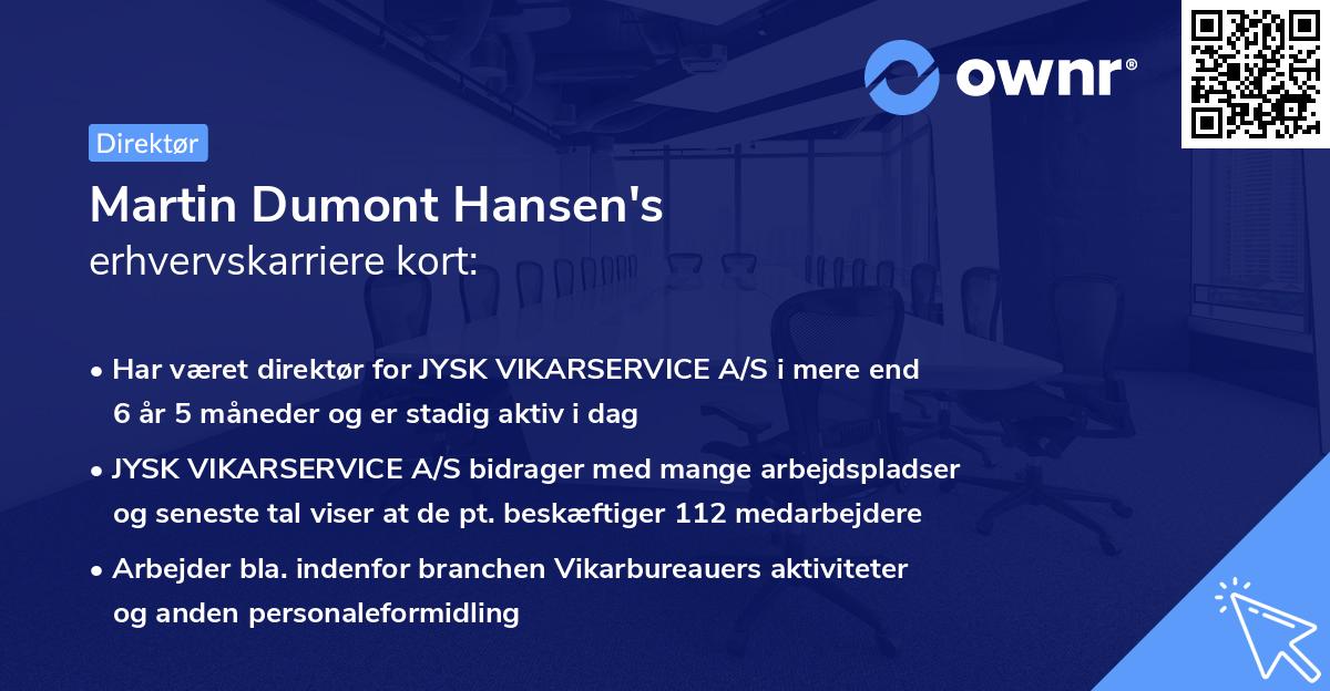 Martin Dumont Hansen's erhvervskarriere kort