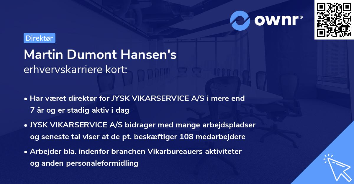Martin Dumont Hansen's erhvervskarriere kort