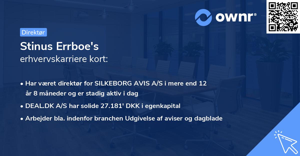Stinus Errboe's erhvervskarriere kort